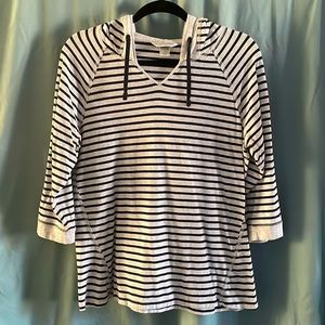 christopher & banks, Petite Large, 3/4 sleeve hooded top